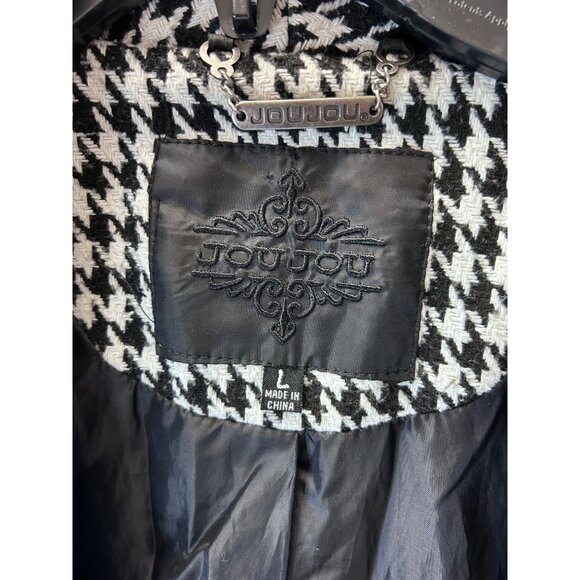 Jou Jou Womens Black & White Houndstooth Double-Breasted Coat Size L - Picture 5 of 9